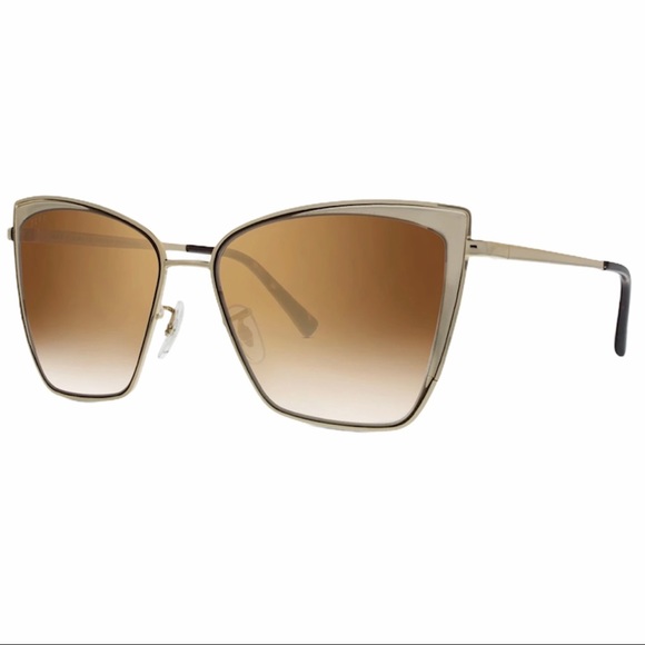 DIFF Grace Sunglasses Gold Frame Brown Gradient Lens Oversized Cateye - Picture 4 of 10